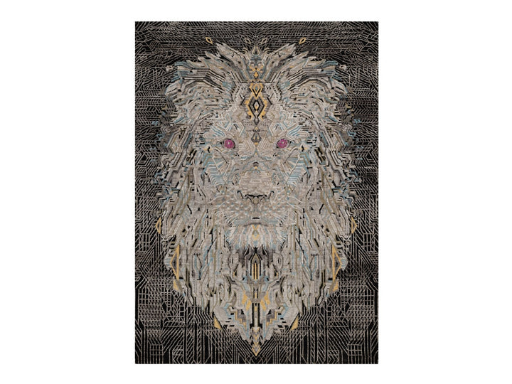 5'1" x 7'1" New Hand Knotted Black Wool & Silk Rectangle Oriental Rug - MOA10292086