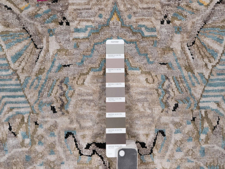 5'1" x 7'1" New Hand Knotted Black Wool & Silk Rectangle Oriental Rug - MOA10292086