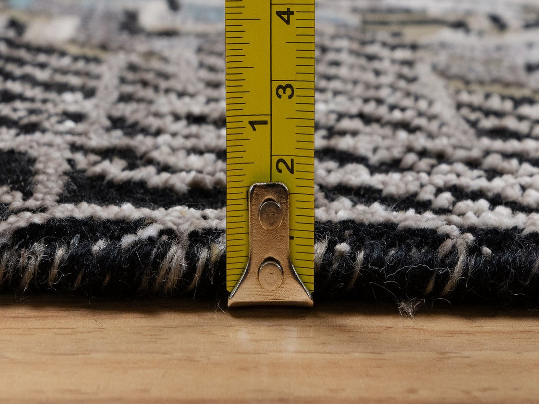 5'1" x 7'1" New Hand Knotted Black Wool & Silk Rectangle Oriental Rug - MOA10292086