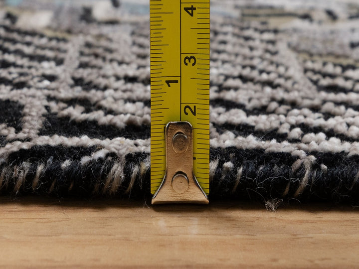 5'1" x 7'1" New Hand Knotted Black Wool & Silk Rectangle Oriental Rug - MOA10292086