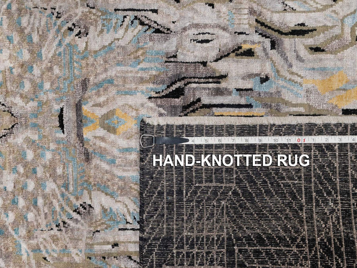 5'1" x 7'1" New Hand Knotted Black Wool & Silk Rectangle Oriental Rug - MOA10292086