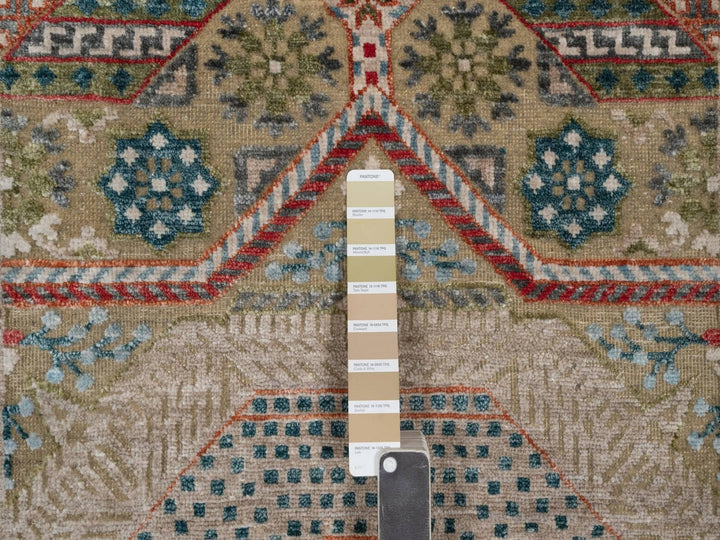 3'2" x 5'1" New Hand Knotted Brown Wool & Silk Rectangle Oriental Rug - MOA10292087