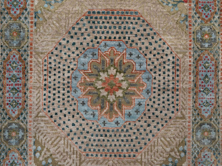 3'2" x 5'1" New Hand Knotted Brown Wool & Silk Rectangle Oriental Rug - MOA10292087