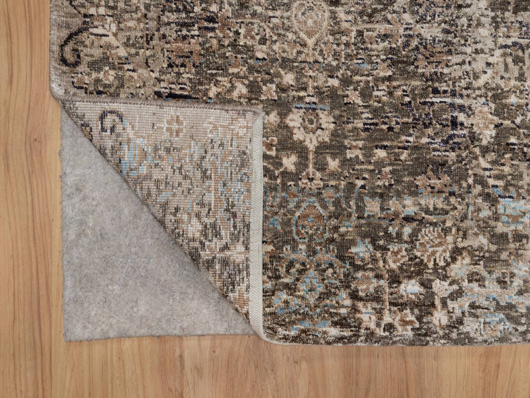 2'7" x 9'11" New Hand Knotted Brown Wool & Silk Runner Oriental Rug - MOA10292088