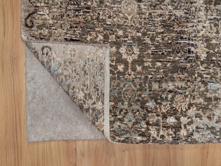 2'7" x 9'11" New Hand Knotted Brown Wool & Silk Runner Oriental Rug - MOA10292088