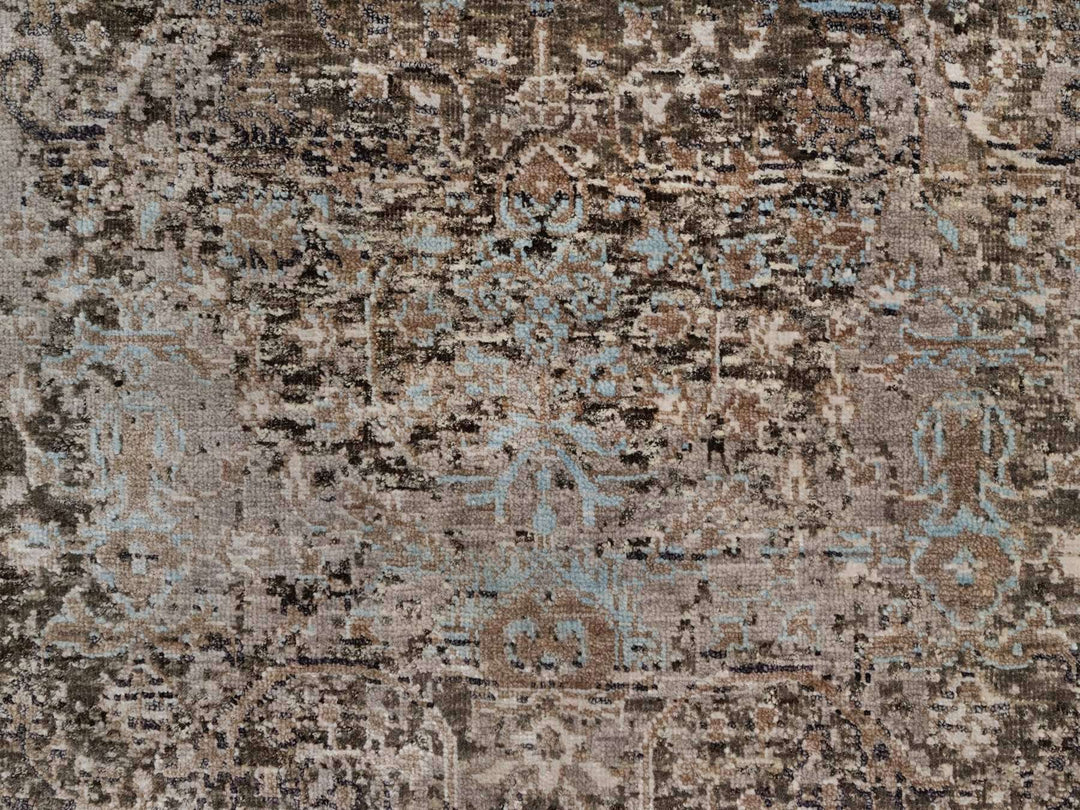 2'7" x 9'11" New Hand Knotted Brown Wool & Silk Runner Oriental Rug - MOA10292088