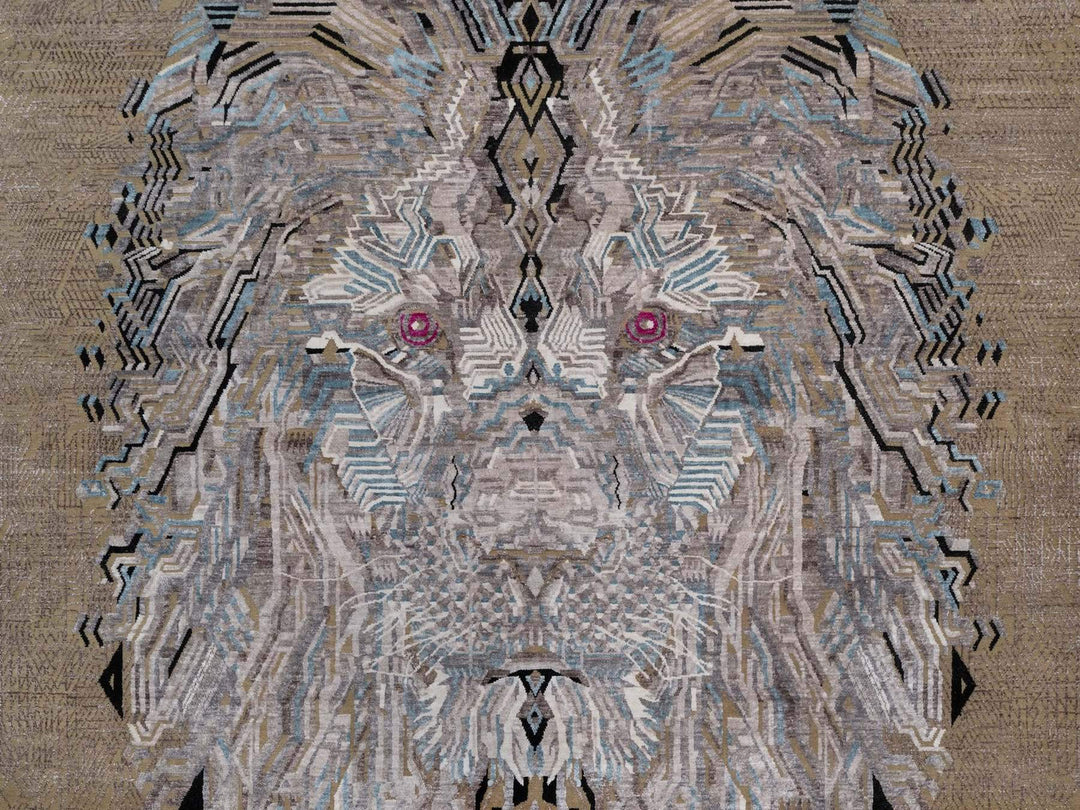 9'1" x 12'3" New Hand Knotted Brown Wool & Silk Rectangle Oriental Rug - MOA10292090