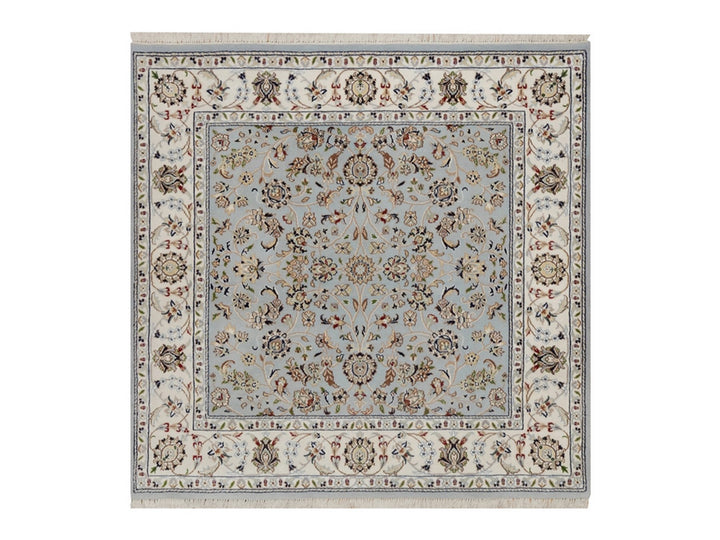 5'1" x 5'2" New Hand Knotted Blue Wool & Silk Square Oriental Rug - MOA10292091