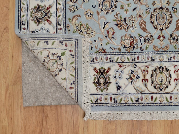 5'1" x 5'2" New Hand Knotted Blue Wool & Silk Square Oriental Rug - MOA10292091