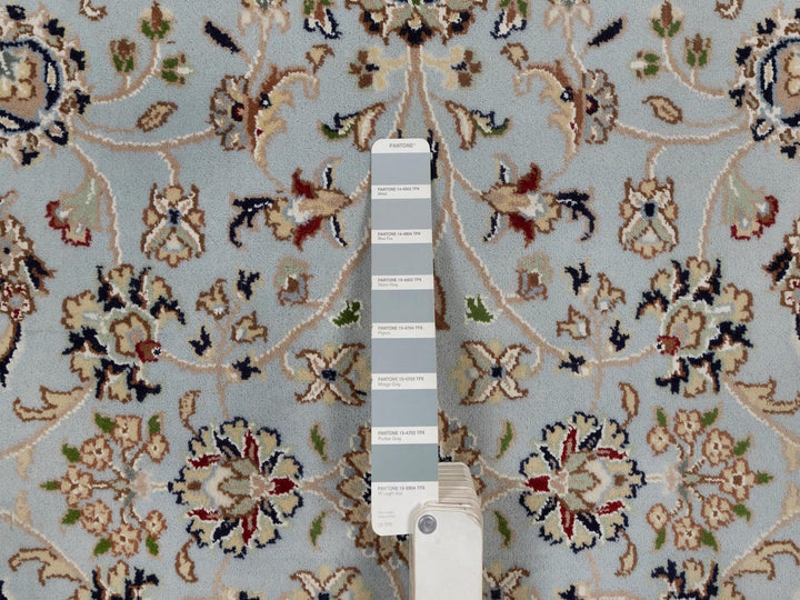 5'1" x 5'2" New Hand Knotted Blue Wool & Silk Square Oriental Rug - MOA10292091