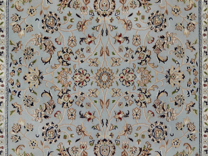 5'1" x 5'2" New Hand Knotted Blue Wool & Silk Square Oriental Rug - MOA10292091