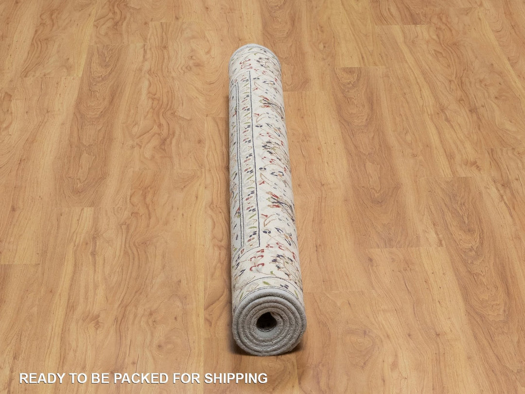 5'1" x 5'2" New Hand Knotted Blue Wool & Silk Square Oriental Rug - MOA10292091