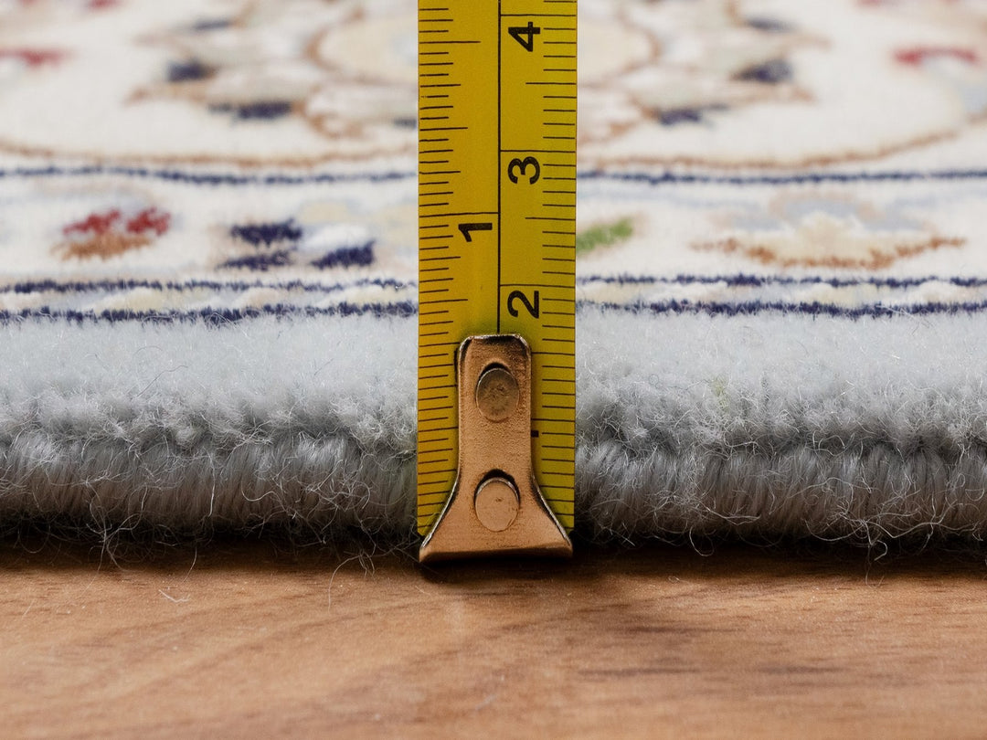 5'1" x 5'2" New Hand Knotted Blue Wool & Silk Square Oriental Rug - MOA10292091