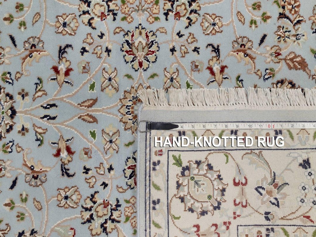 5'1" x 5'2" New Hand Knotted Blue Wool & Silk Square Oriental Rug - MOA10292091