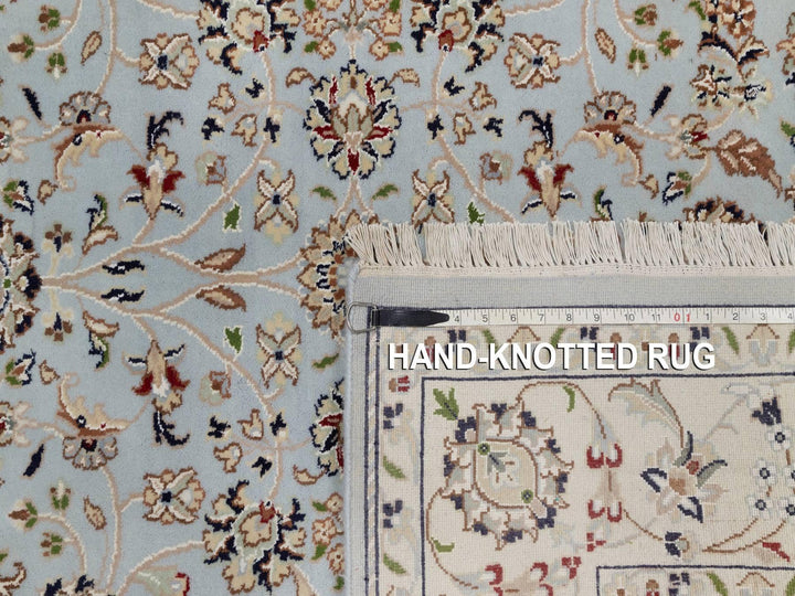 5'1" x 5'2" New Hand Knotted Blue Wool & Silk Square Oriental Rug - MOA10292091