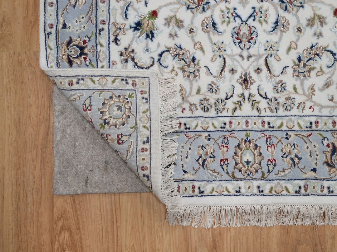 4'0" x 5'11" New Hand Knotted Ivory Wool & Silk Rectangle Oriental Rug - MOA10292092