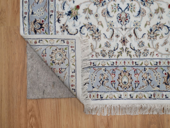 4'0" x 5'11" New Hand Knotted Ivory Wool & Silk Rectangle Oriental Rug - MOA10292092