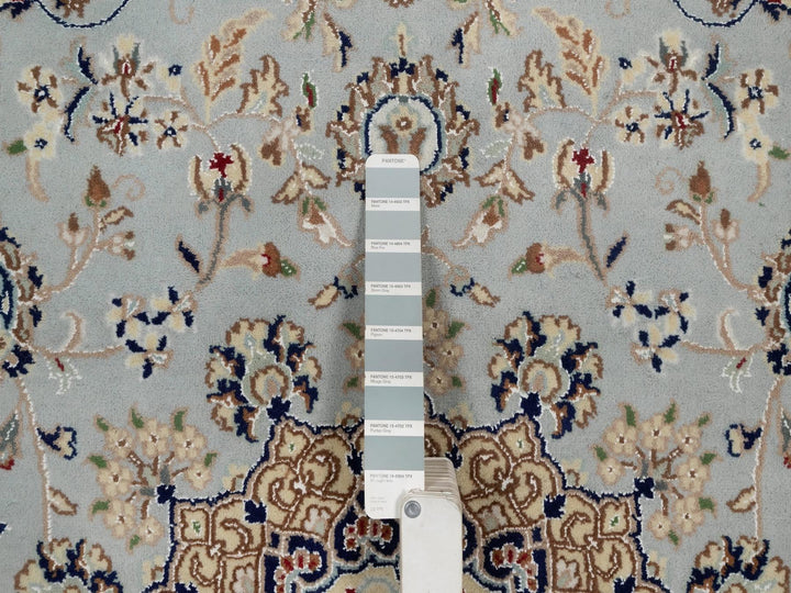 6'1" x 6'3" New Hand Knotted Blue Wool & Silk Square Oriental Rug - MOA10292093