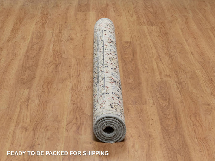 6'1" x 6'3" New Hand Knotted Blue Wool & Silk Square Oriental Rug - MOA10292093