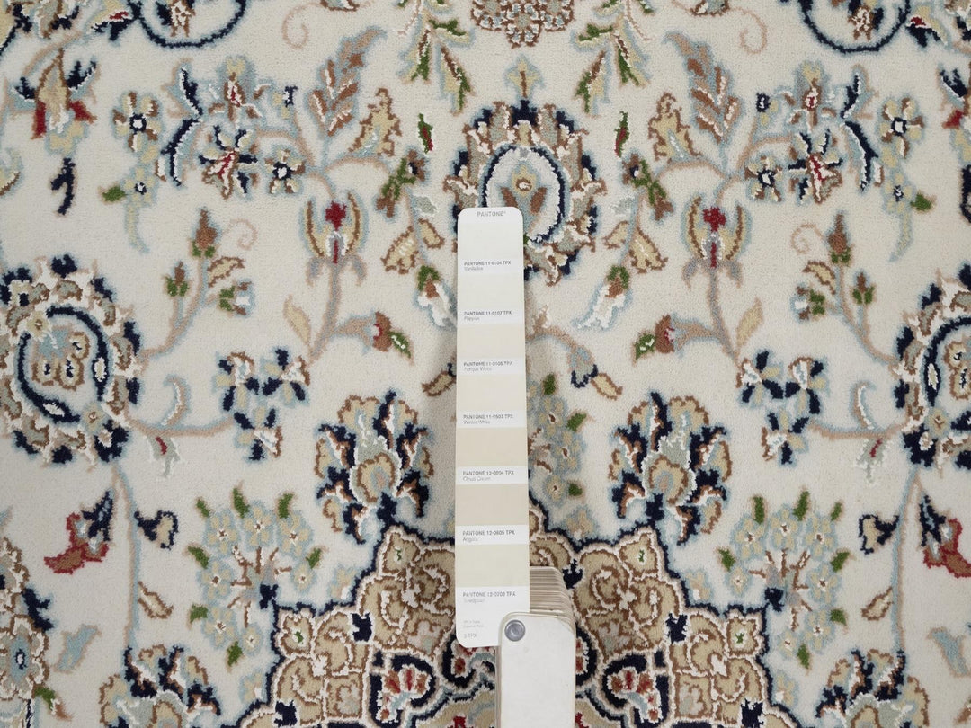 5'10" x 6'1" New Hand Knotted Ivory Wool & Silk Square Oriental Rug - MOA10292094