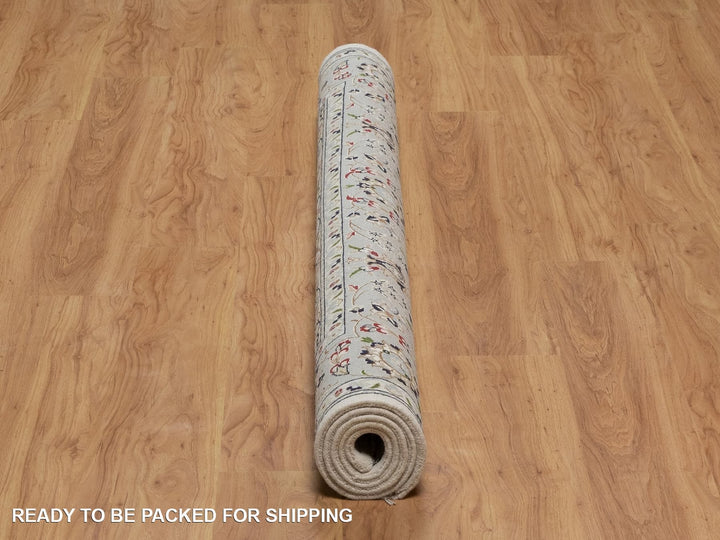 5'10" x 6'1" New Hand Knotted Ivory Wool & Silk Square Oriental Rug - MOA10292094