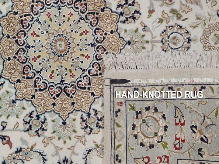 5'10" x 6'1" New Hand Knotted Ivory Wool & Silk Square Oriental Rug - MOA10292094