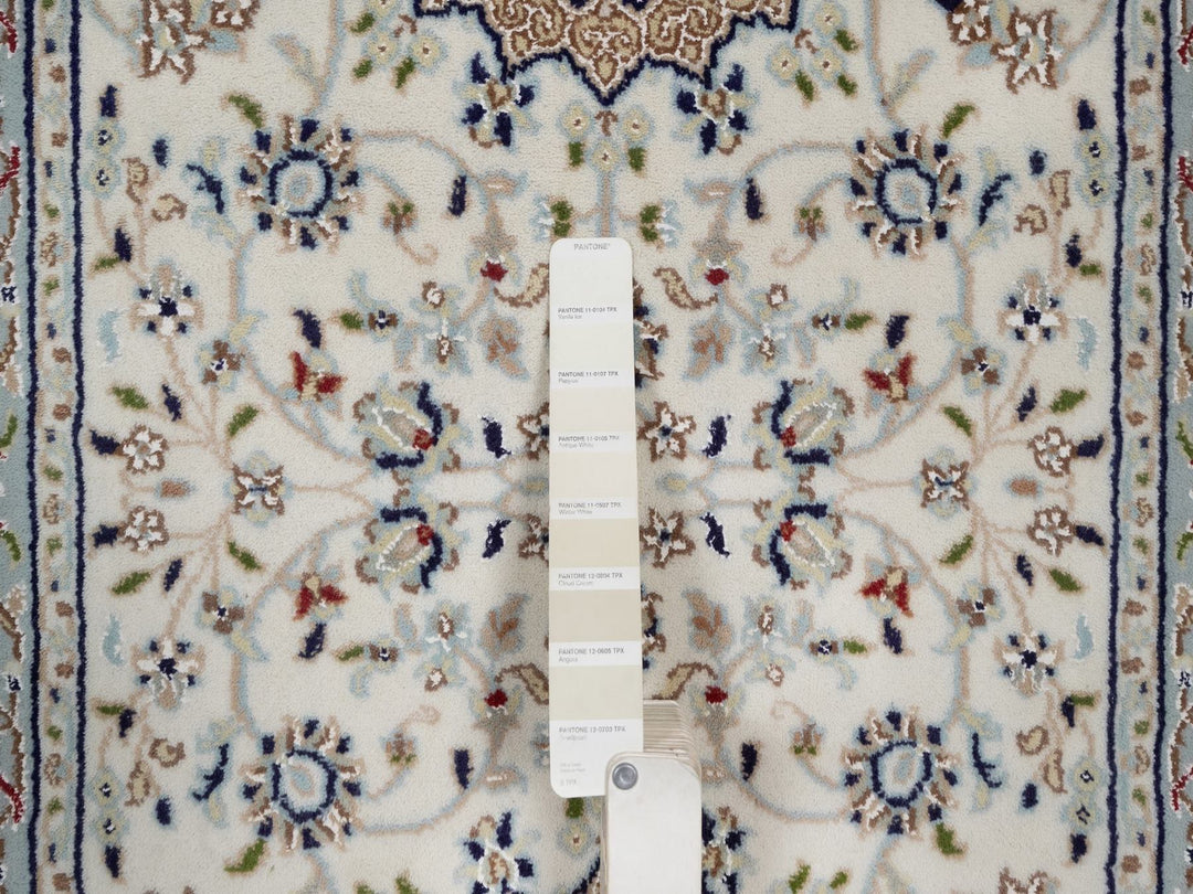 2'8" x 6'5" New Hand Knotted Ivory Wool & Silk Runner Oriental Rug - MOA10292096