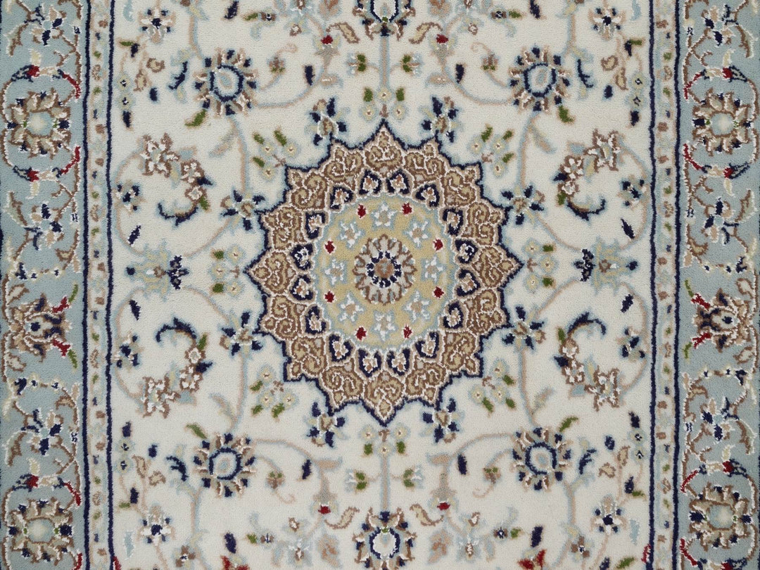 2'8" x 6'5" New Hand Knotted Ivory Wool & Silk Runner Oriental Rug - MOA10292096