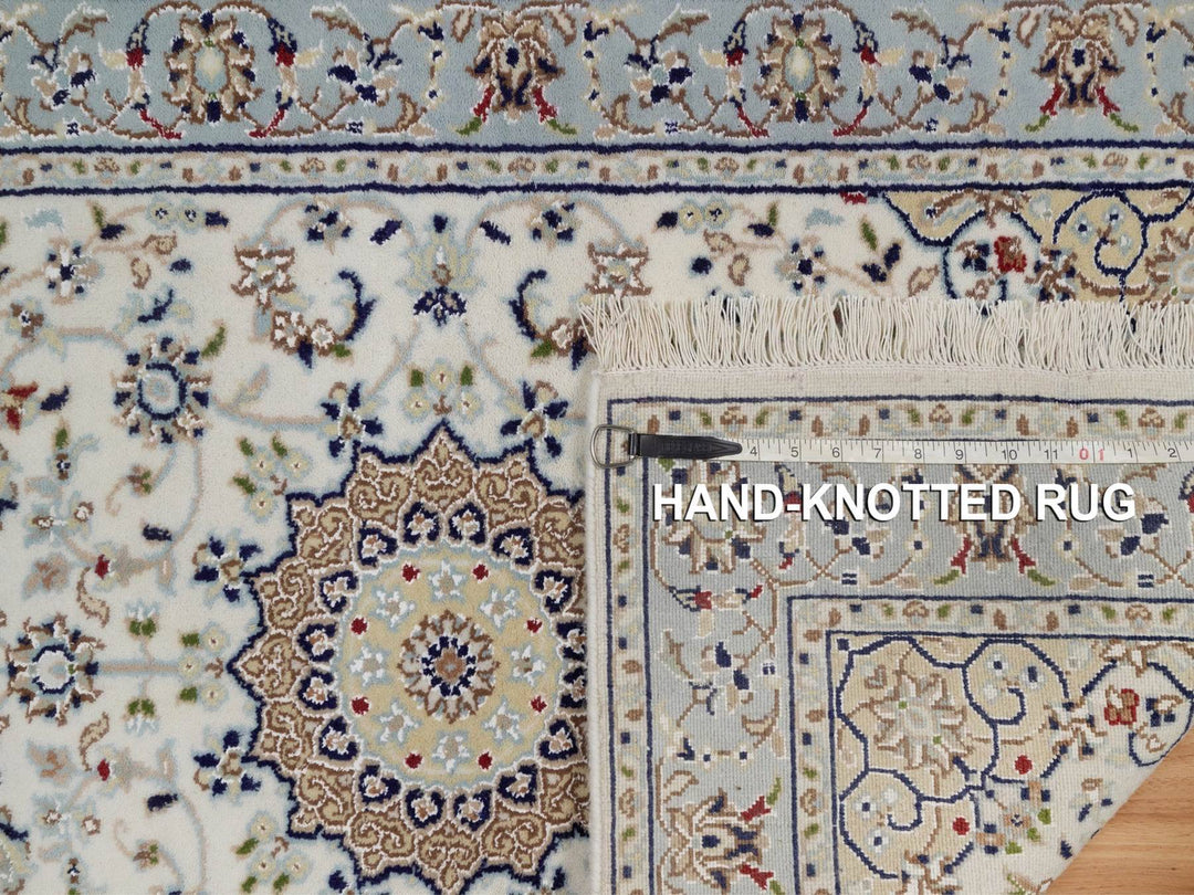 2'8" x 6'5" New Hand Knotted Ivory Wool & Silk Runner Oriental Rug - MOA10292096