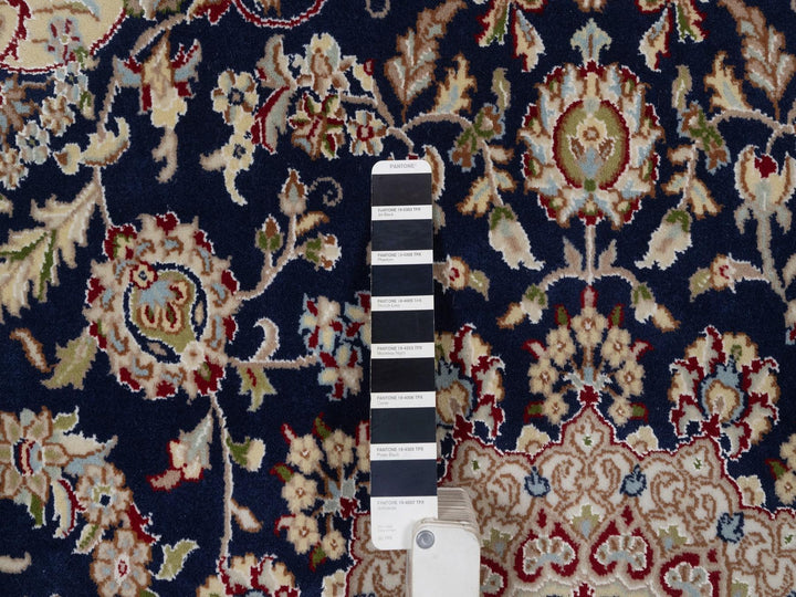 5'10" x 6'1" New Hand Knotted Blue Wool & Silk Square Oriental Rug - MOA10292097