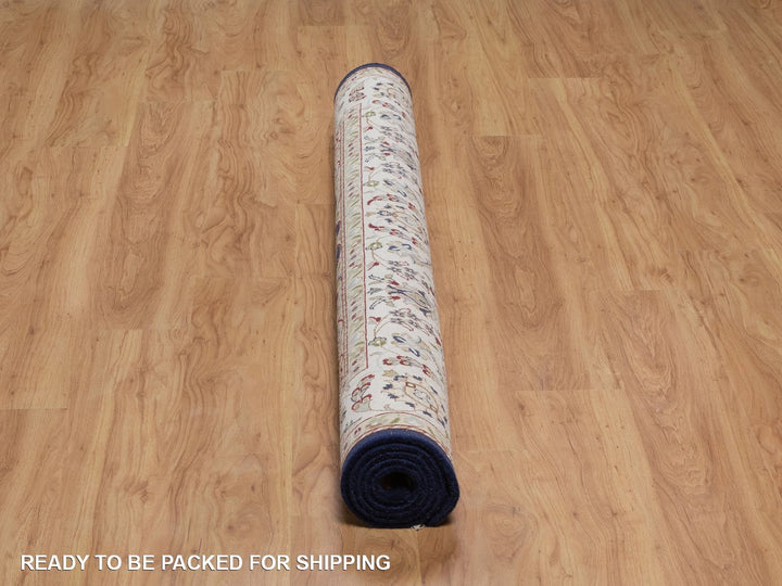 5'10" x 6'1" New Hand Knotted Blue Wool & Silk Square Oriental Rug - MOA10292097