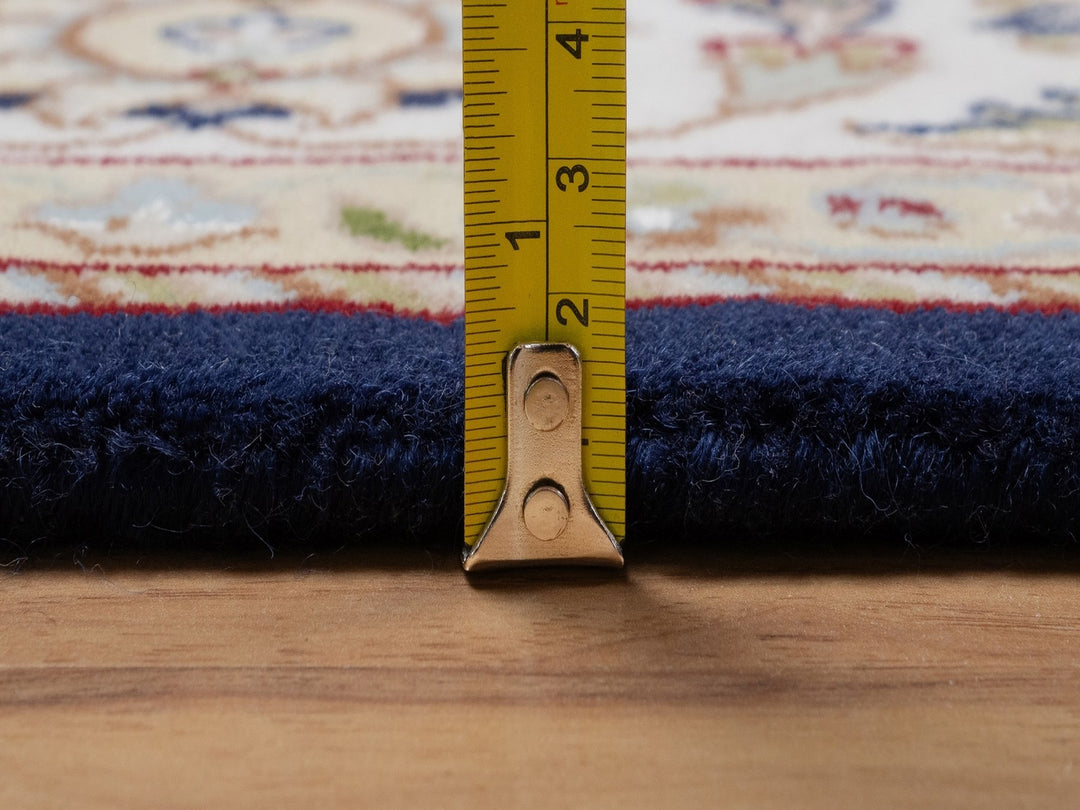 5'10" x 6'1" New Hand Knotted Blue Wool & Silk Square Oriental Rug - MOA10292097