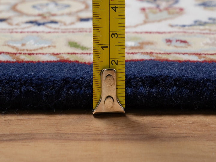 5'10" x 6'1" New Hand Knotted Blue Wool & Silk Square Oriental Rug - MOA10292097