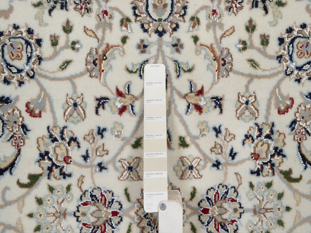 5'1" x 5'2" New Hand Knotted Ivory Wool & Silk Square Oriental Rug - MOA10292098