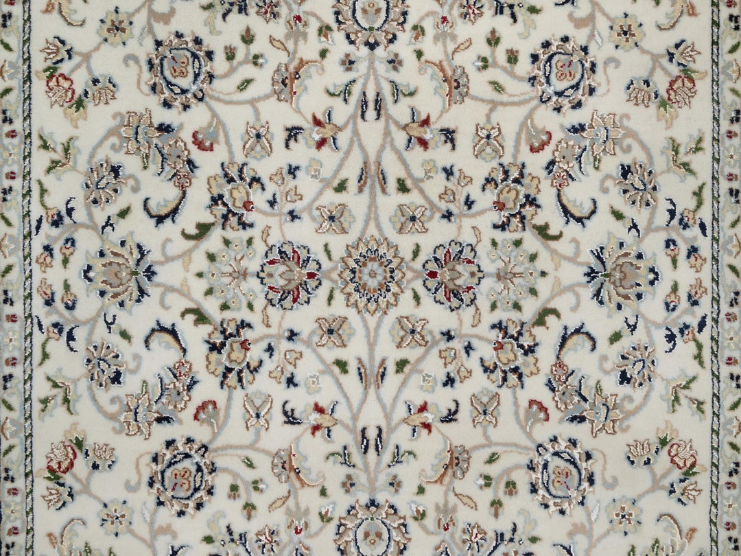 5'1" x 5'2" New Hand Knotted Ivory Wool & Silk Square Oriental Rug - MOA10292098