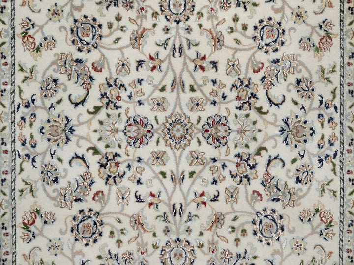 5'1" x 5'2" New Hand Knotted Ivory Wool & Silk Square Oriental Rug - MOA10292098