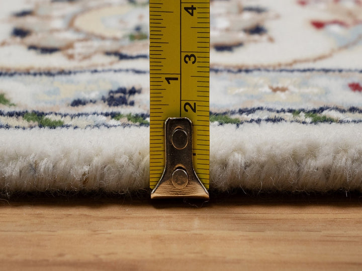 5'1" x 5'2" New Hand Knotted Ivory Wool & Silk Square Oriental Rug - MOA10292098