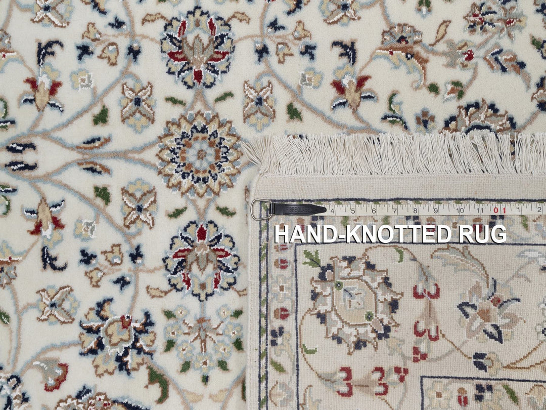 5'1" x 5'2" New Hand Knotted Ivory Wool & Silk Square Oriental Rug - MOA10292098