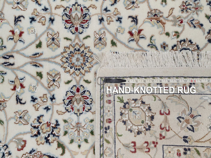 5'1" x 5'2" New Hand Knotted Ivory Wool & Silk Square Oriental Rug - MOA10292098