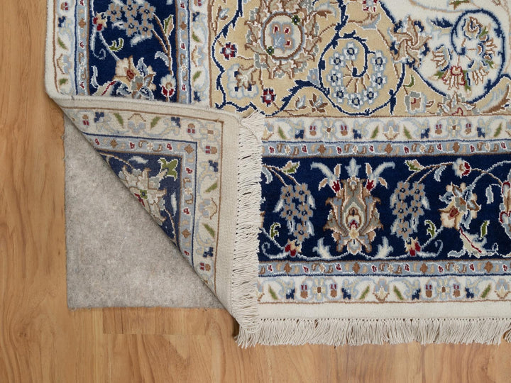 6'0" x 6'2" New Hand Knotted Ivory Wool & Silk Square Oriental Rug - MOA10292099