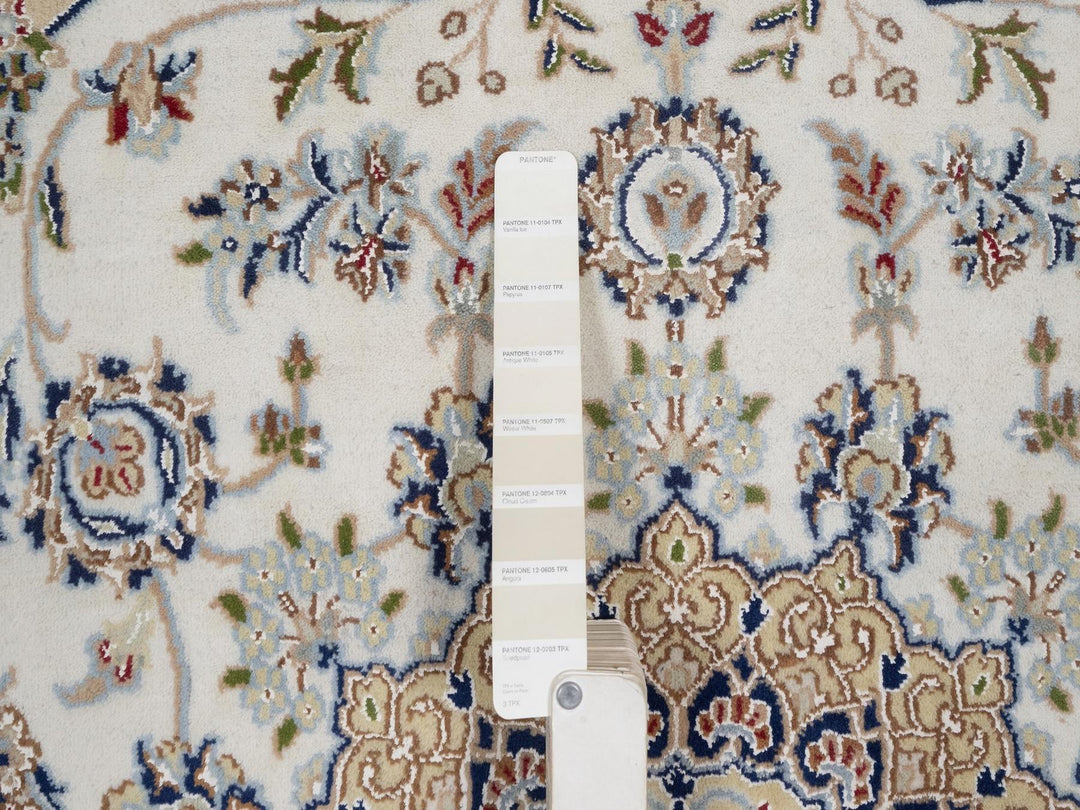 6'0" x 6'2" New Hand Knotted Ivory Wool & Silk Square Oriental Rug - MOA10292099