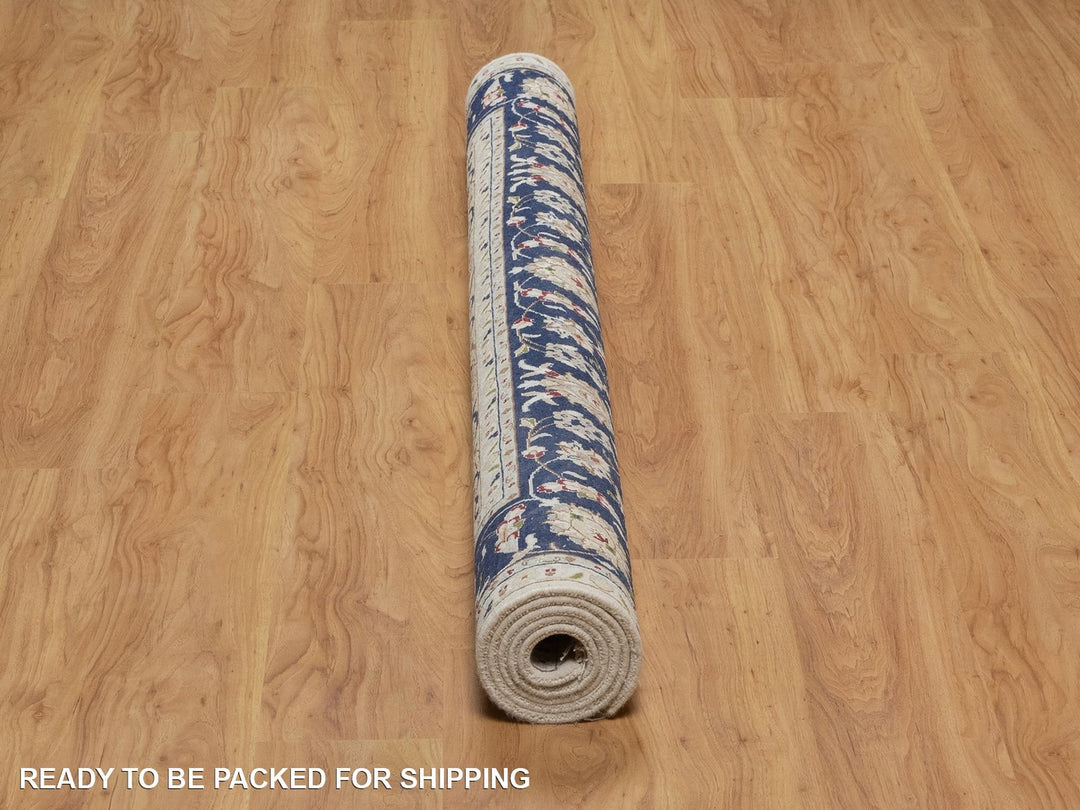 6'0" x 6'2" New Hand Knotted Ivory Wool & Silk Square Oriental Rug - MOA10292099