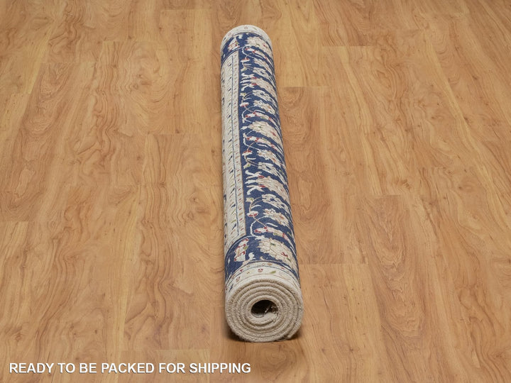 6'0" x 6'2" New Hand Knotted Ivory Wool & Silk Square Oriental Rug - MOA10292099