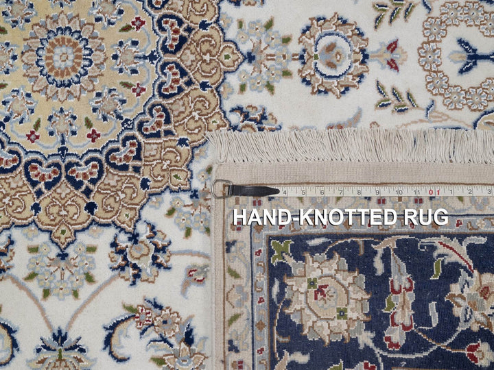 6'0" x 6'2" New Hand Knotted Ivory Wool & Silk Square Oriental Rug - MOA10292099