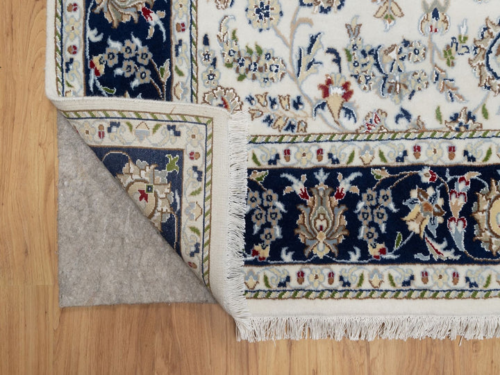 5'7" x 5'8" New Hand Knotted Ivory Wool & Silk Square Oriental Rug - MOA10292100