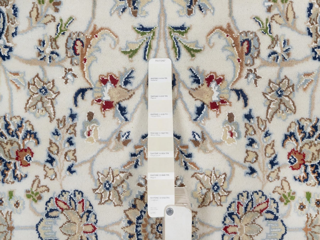 5'7" x 5'8" New Hand Knotted Ivory Wool & Silk Square Oriental Rug - MOA10292100