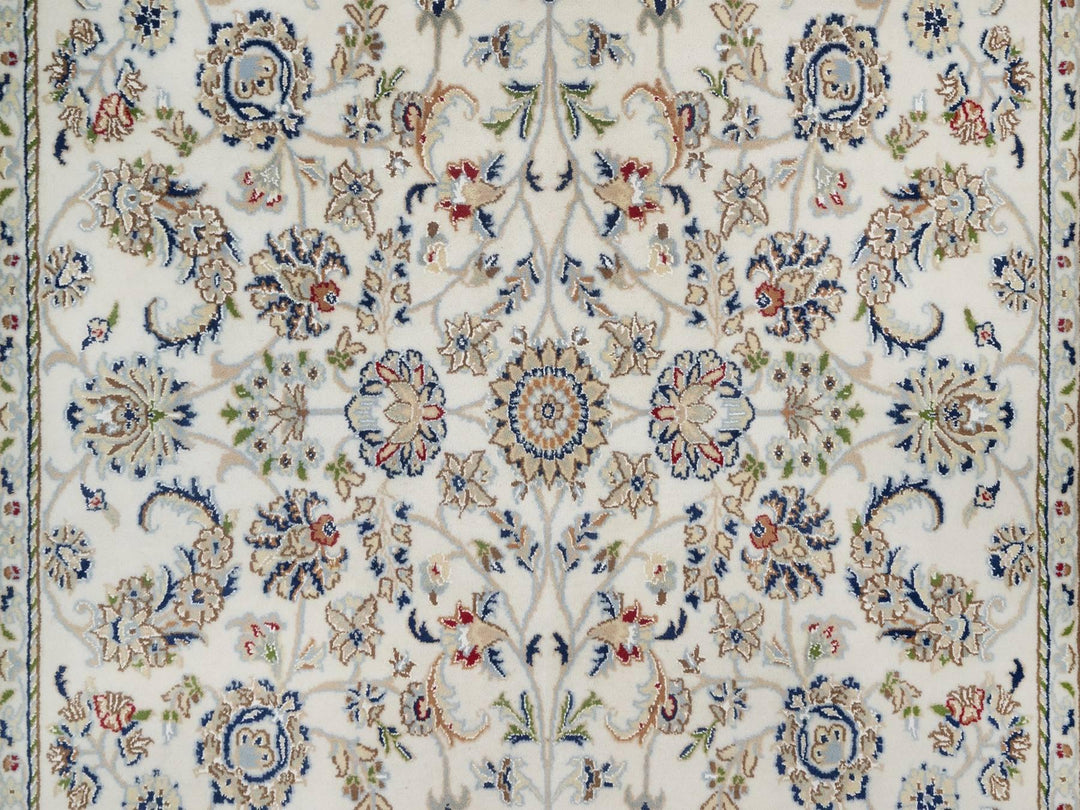 5'7" x 5'8" New Hand Knotted Ivory Wool & Silk Square Oriental Rug - MOA10292100