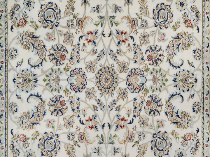 5'7" x 5'8" New Hand Knotted Ivory Wool & Silk Square Oriental Rug - MOA10292100