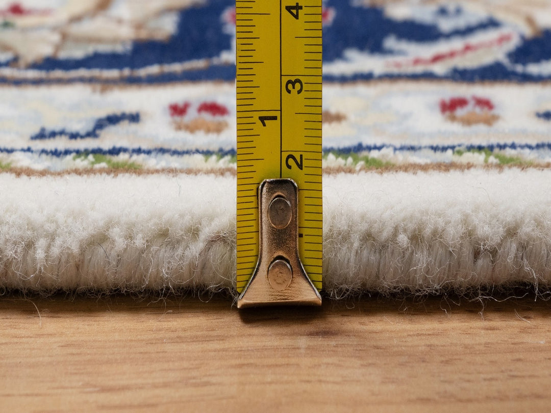 5'7" x 5'8" New Hand Knotted Ivory Wool & Silk Square Oriental Rug - MOA10292100