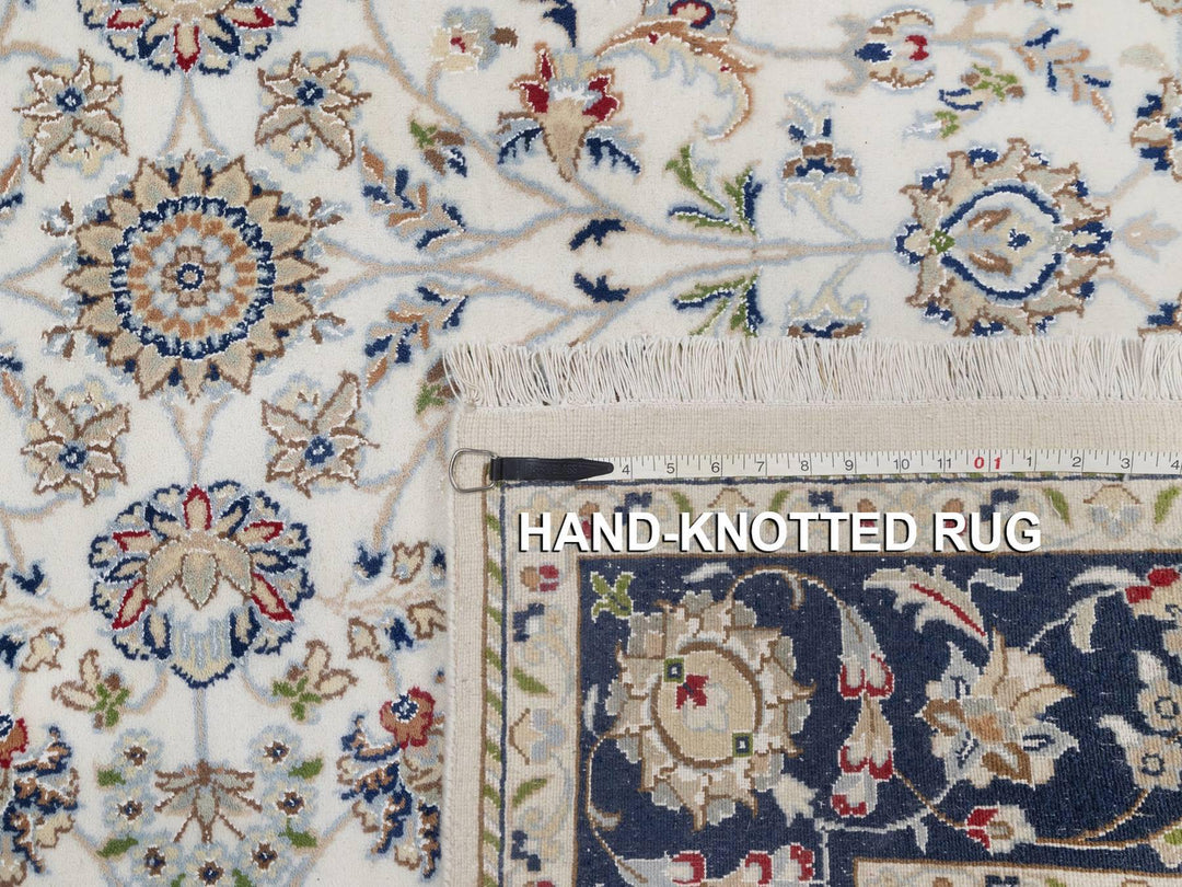 5'7" x 5'8" New Hand Knotted Ivory Wool & Silk Square Oriental Rug - MOA10292100